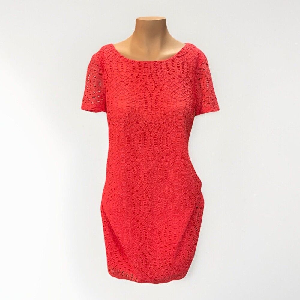 NEW J Crew Coral Lace Lined Sheath Dress Short Sleeve Size 00 NWT H5408 $89 TAG